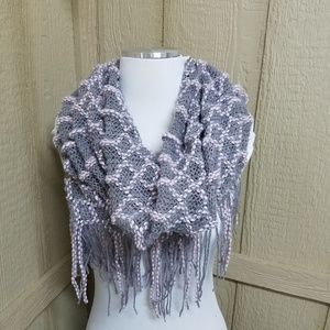 Women's  Pink/Grey Warm knit Queen's Scarf 100%